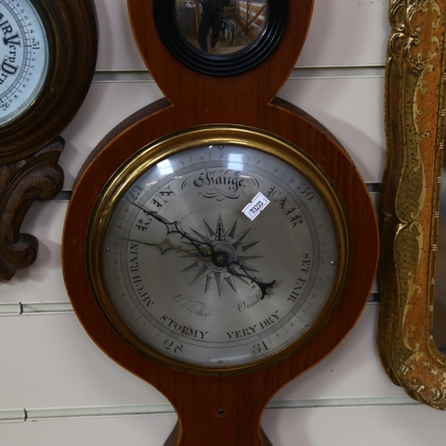 703 - An aneroid wall barometer with thermometer and hydrometer, 89cm