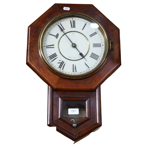 711 - A mahogany-cased drop-dial wall clock, by Seth Thomas, height 55cm