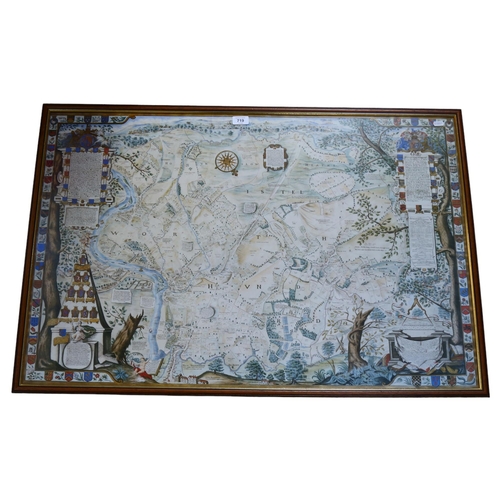 719 - An Antique style map of Isleworth, Middlesex, framed, 65cm x 100cm