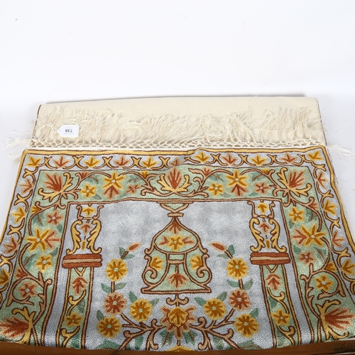 738 - A Kashmiri silk wall hanging, 106cm x 65cm