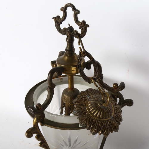 748 - An ornate brass hanging entry chandelier, 38cm