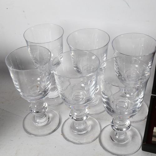 768 - A set of 6 boxed and engraved glass goblets, a boxed set of tuning forks