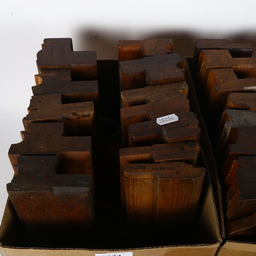 371 - A quantity of old wooden moulding planes, various markings and inscriptions, including T.W. Halloran... 