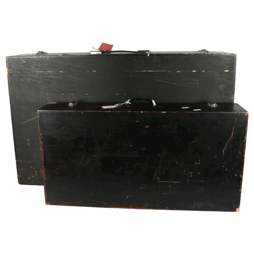 373 - 2 Vintage carpenter's/joiner's toolboxes, no tools included, largest L80cm, H20cm, W50cm