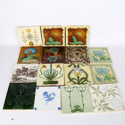 391 - A quantity of Art Nouveau and various other ceramic tiles, including Minton's etc, largest 20cm