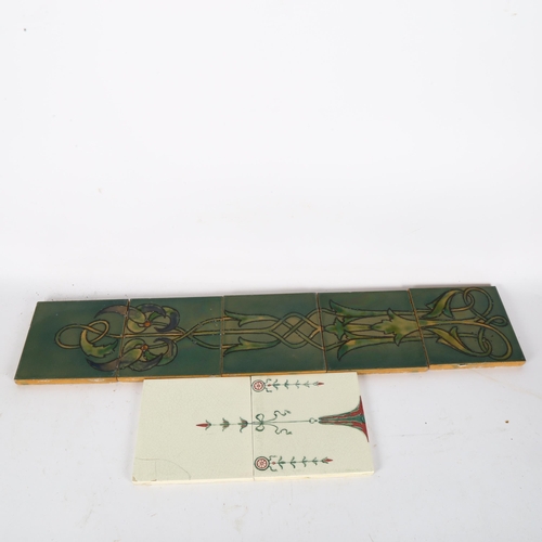 392 - A group of Art Nouveau style ceramic tiles, with various floral patterns, largest 15cm