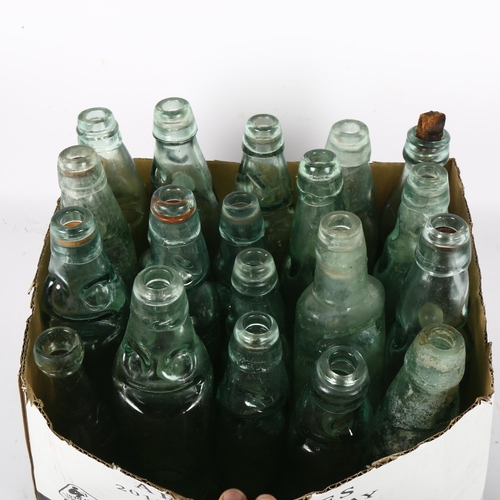 393 - A quantity of Vintage codd bottles, and various other Vintage glass bottles, etchings on bottles inc... 