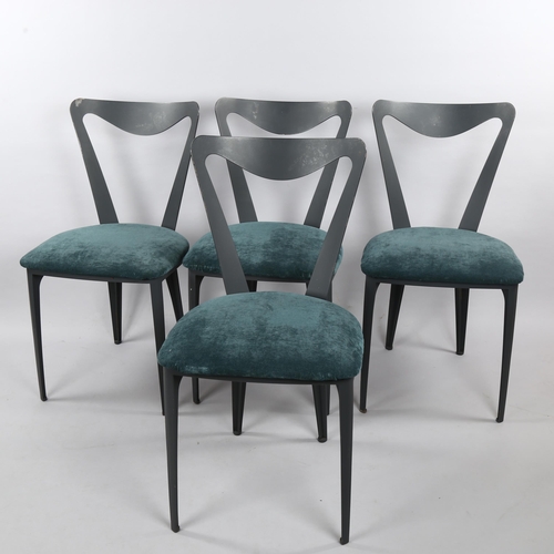 2292 - THOMAS FAULKNER, a set of 4 Tiffany dining chairs, with powder coated steel frames and smoky blue up... 