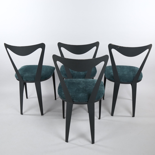 2292 - THOMAS FAULKNER, a set of 4 Tiffany dining chairs, with powder coated steel frames and smoky blue up... 