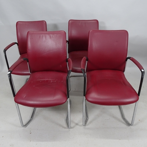 2294 - A set of four mid-century cantilever armchairs.