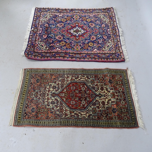 2324 - A Sarouk mat with Shah Abbas central design, 100cm x 86cmcm and a Persian Malayer mat, 100cm x 53cm