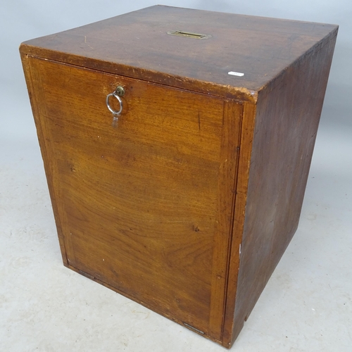 2647 - An antique mahogany campaign chest of four drawers with inset brass carrying handle. 50cm x 60cm x 5... 