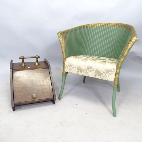 2666 - A Lloyd Loom Lusty tub chair and an antique mahogany coal purdonium (2).