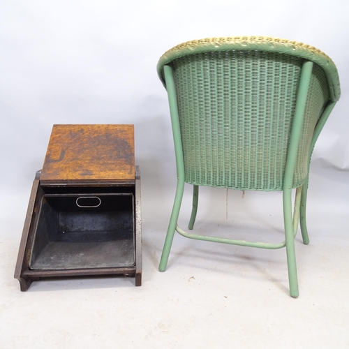 2666 - A Lloyd Loom Lusty tub chair and an antique mahogany coal purdonium (2).