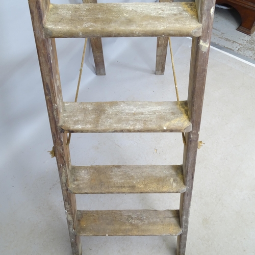 2674 - A vintage pine step ladder. Height 180cm