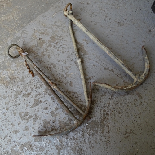 2688 - Two galvanised metal fisherman's anchors. Largest 56cm (2)