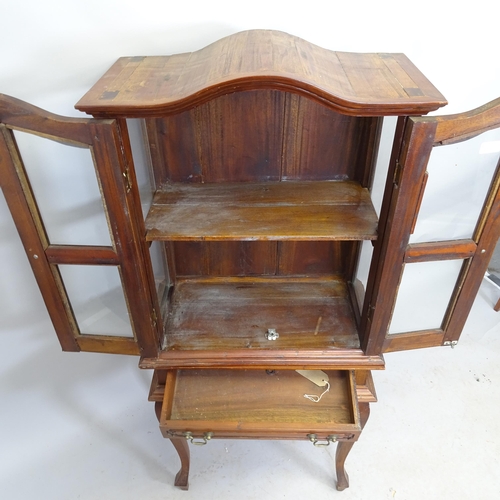 2699 - An Antique mahogany arch-top 2-section display cabinet on stand, with 2 glazed panelled doors, W59cm... 