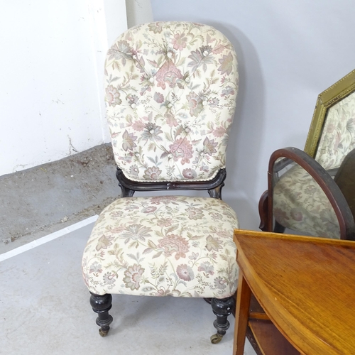 2702 - A Georgian side-table, 19th century nursing chair, toilet mirror etc. (6)