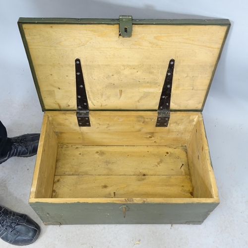 2707 - A mid-20th century stained pine military chest, named to M. Simmonds, Royal Engineers. 68cm x 30cm x... 