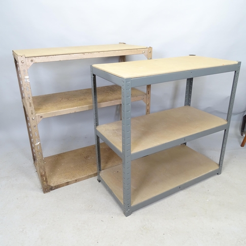 2714 - Two three-tier metal shelving units. Largest 94cm x 98cm x 47cm