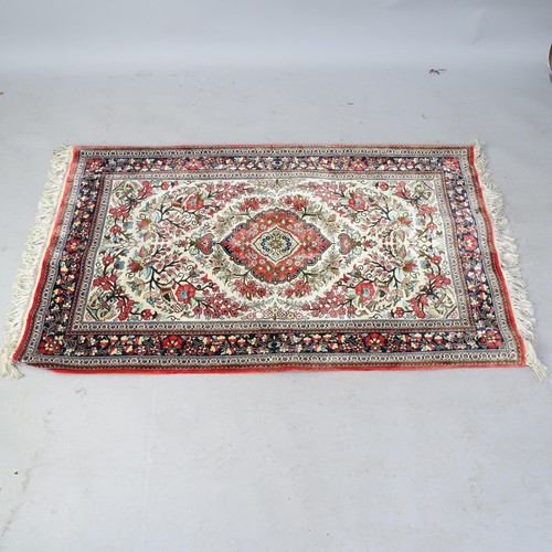 2345 - A Persian design silk rug, with hanging rail, 155 x 92cm