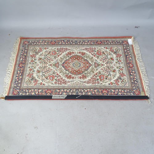 2345 - A Persian design silk rug, with hanging rail, 155 x 92cm