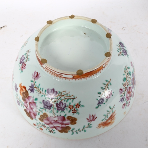 780 - 18th/19th century table centre bowl, with hand painted enamel decoration, diameter 26cm