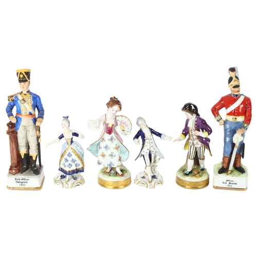 784 - A group of 6 Continental figures and figurines, tallest 20cm