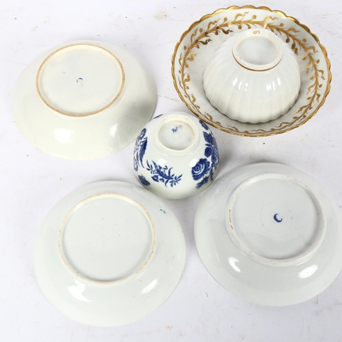 789 - ROYAL WORCESTER - an 18th century blue and white tea bowl and saucer, the saucer having a crescent b... 