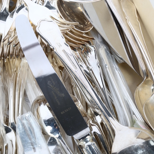 900 - GEORGE BUTLER - a 12-place set of silver plated cutlery, including serving spoons, ladle and cake sl... 