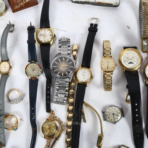 940 - A collection of lady's quartz wristwatches, including Corvette, Longines, Avia, a Stima watch, a sil... 