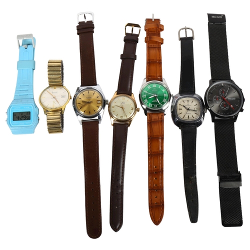 943 - A group of various wristwatches, including Accurist, a Roamer with green dial, and a lady's Avia