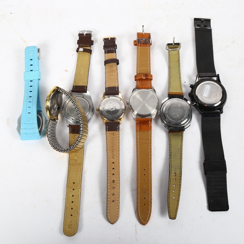 943 - A group of various wristwatches, including Accurist, a Roamer with green dial, and a lady's Avia