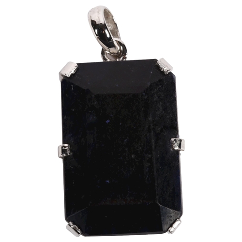 960 - A large modern sapphire pendant, height 54.3mm