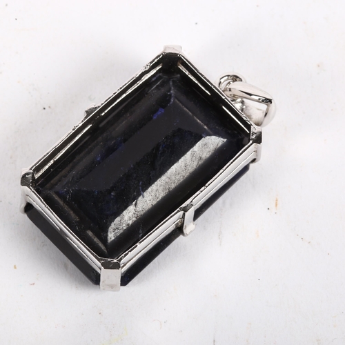 960 - A large modern sapphire pendant, height 54.3mm