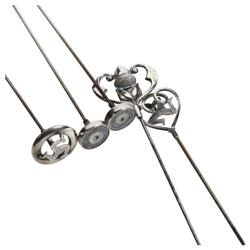 983 - A group of 5 silver-mounted hat pins