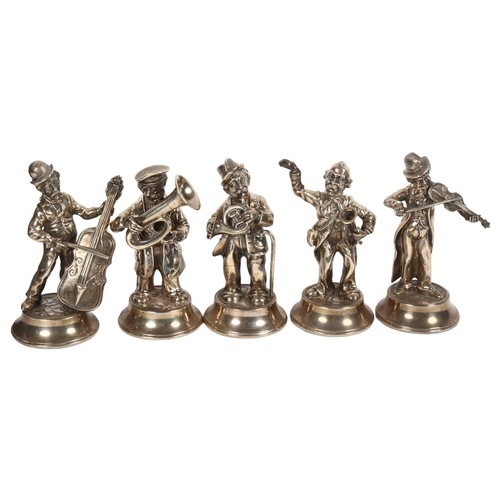 985 - A set of 5 Spanish sterling silver musician figures, largest height 15cm, 39oz (5)