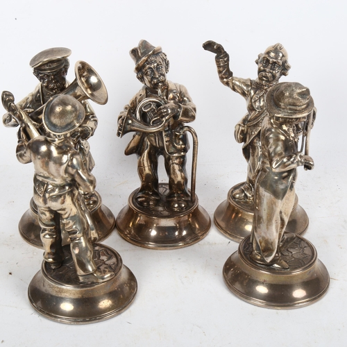 985 - A set of 5 Spanish sterling silver musician figures, largest height 15cm, 39oz (5)