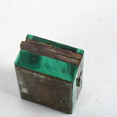 989 - ASPREY & COMPANY LTD - a George V malachite and silver-banded rectangular box, with shagreen covered... 