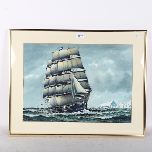 2800 - George Wiseman (1906 - 1986, Aberdeen), watercolour, study of the Cutty Sark, image 35cm x 49cm, 48c... 