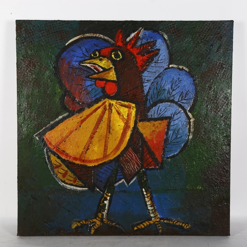 2809 - Carol Maddison, acrylic on canvas, abstract study of a cockerel, 60cm x 60cm, unframed