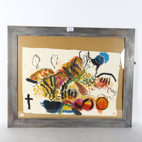 2825 - Rod Harman R.A., watercolour, abstract study, with label to the reverse stating he started Hastings ... 