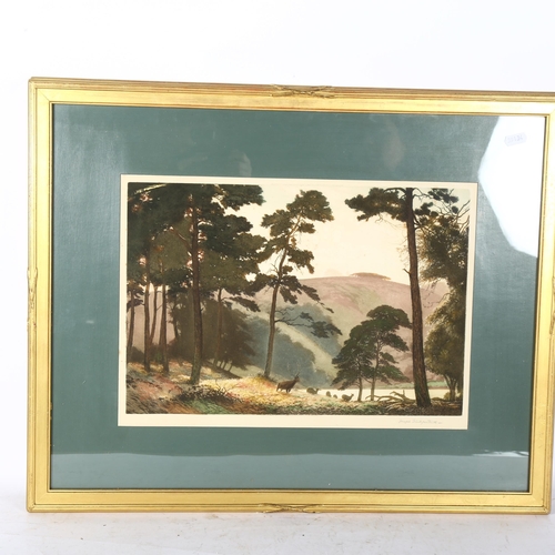 2827 - Joseph Kirkpatrick, pair of original coloured aquatints, departing day, and a Sussex hilltop, labels... 