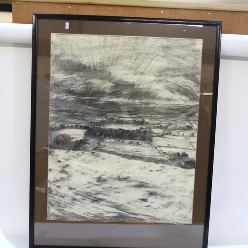 2831 - Cordero, 2 large pencil and charcoal sketches, landscapes, largest 111cm x 88cm, both framed (2)