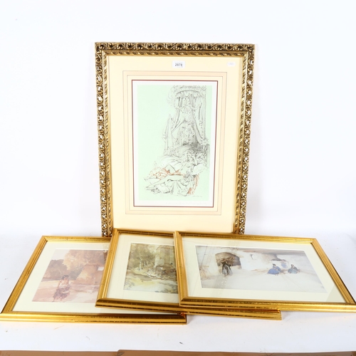 2878 - A set of 5 William Russell Flint prints, all framed, and another by the same artist, Madam Du Bassy ... 