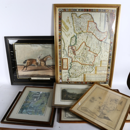 2885 - A group of various prints, pictures and sketches, all framed (10)