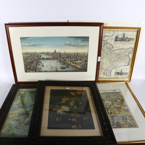 2886 - A large collection of prints, pictures, framed map etc