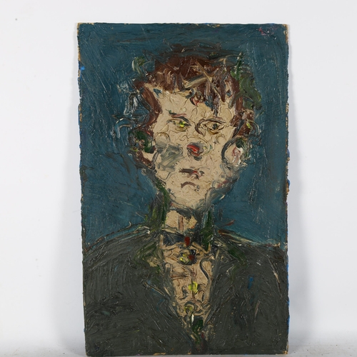 2904 - A mid-century style impasto oil on board, portrait study, 61cm x 38cm, unframed