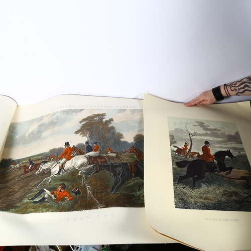 2909 - 22 various Antique coloured hunting prints, including Herring's foxhunting scenes etc