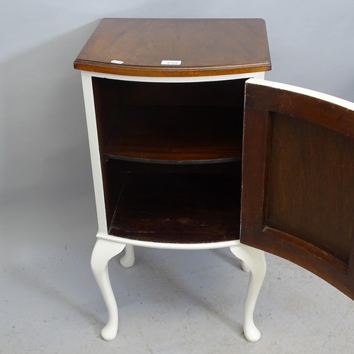 2296 - A Farrow and Ball painted bedside cupboard with crossbanded mahogany top, raised on cabriole legs. 4... 